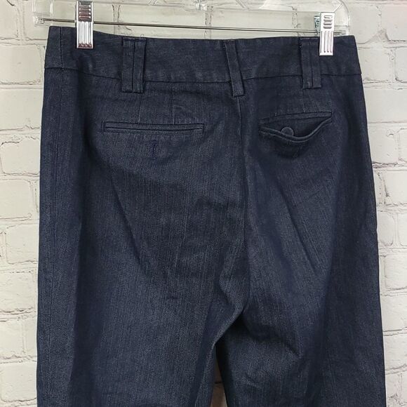 Ann Taylor LOFT Ann Crop Pants Cuffed Cropped Dark Blue Denim Trouser 👖 Capri - Picture 7 of 9